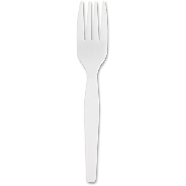 Genuine Joe Heavyweight White Plastic Forks - 100/Box - Polystyrene - White