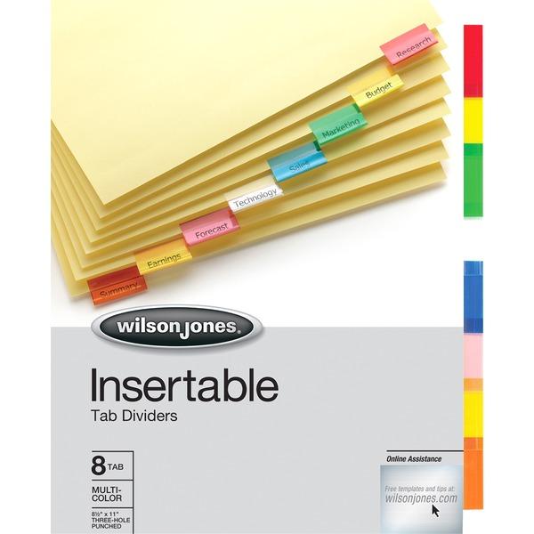 Wilson Jones Insertable Tab Dividers - 8 x Divider(s) - 8 Tab(s) - 8 Tab(s)/Set - Letter - 8 1/2