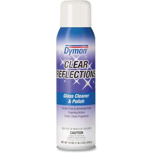Dymon Clear Reflections Aerosol Glass Cleaner - Aerosol - 20 fl oz (0.6 quart) - 1 Each - Silver, Blue