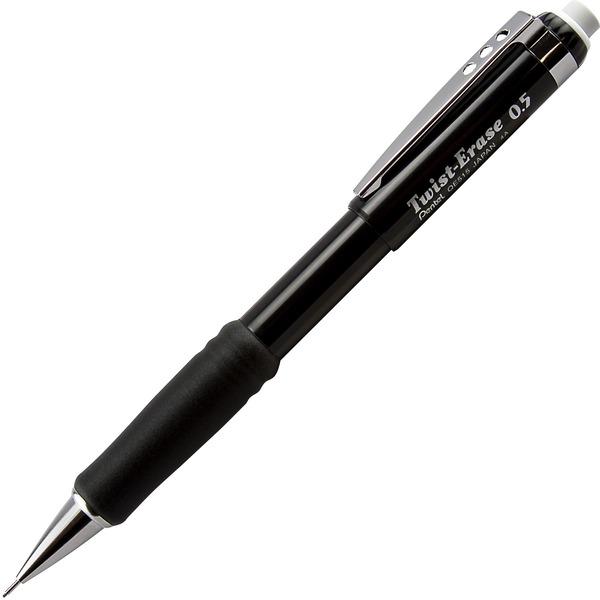  Pentel Twist- Erase Iii Mechanical Pencil - Hb Lead - 0.5 Mm Lead Diameter - Refillable - Black Barrel - 1 Each