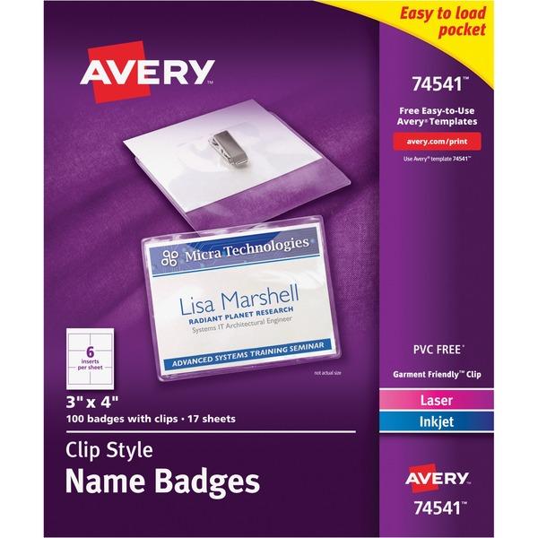 Avery® Laser, Inkjet Print Laser/Inkjet Badge Insert - 4