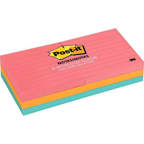 Post-it® Notes Original Lined Notepads - Cape Town Color Collection - 600 - 3