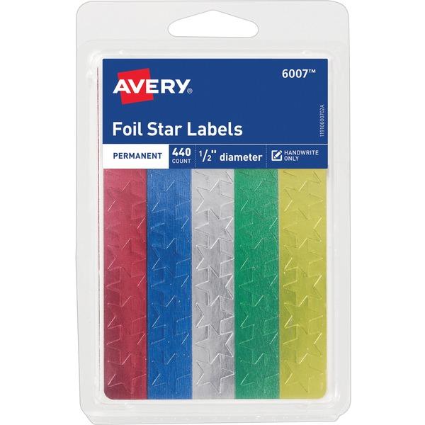 Avery® Foil Star Labels - Permanent Adhesive - 1/2
