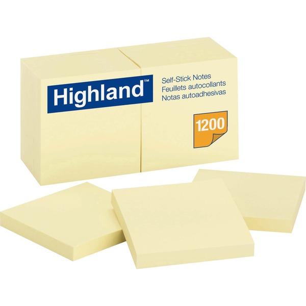  Highland Self- Sticking Notepads - 1200 - 3 