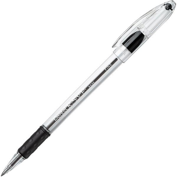 Pentel R.S.V.P. Ballpoint Stick Pens - Fine Pen Point - 0.7 mm Pen Point Size - Refillable - Black - Clear Barrel