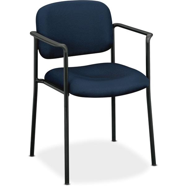 HON Scatter Stacking Guest Chair - Navy Blue Fabric Seat - Black Frame - Navy - 19