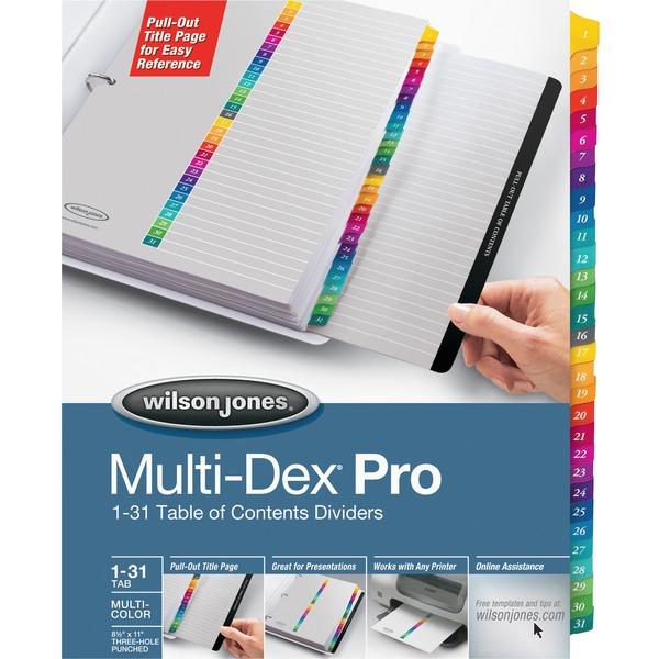 Wilson Jones MultiDex Pro Dividers - 31 Printed Tab(s) - Digit - 1-31 - 31 Tab(s)/Set - Letter - 8 1/2