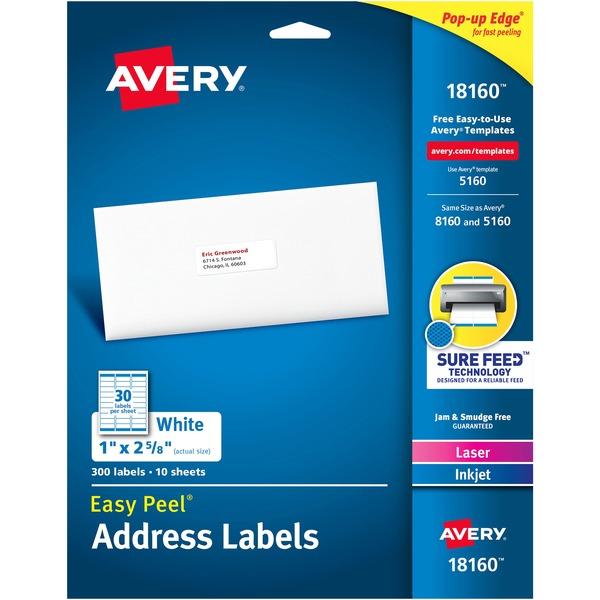 Avery® Easy Peel Address Labels - Sure Feed - Permanent Adhesive - 1