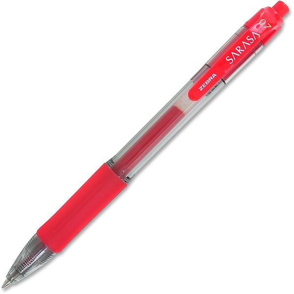 Zebra Pen Sarasa Gel Retractable Pens - Medium Pen Point - 0.7 mm Pen Point Size - Refillable - Retractable - Red Pigment-based Ink - Translucent Barrel