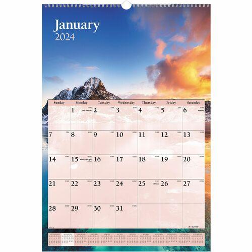 At-A-Glance Scenic Monthly Wall Calendar - Monthly - 1 Year - January 2021 till December 2021 - 1 Month Single Page Layout - 15 1/2