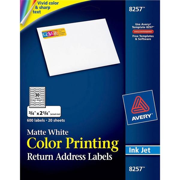 Avery® Color Printing Return Address Labels - Sure Feed - Permanent Adhesive - 2 1/4