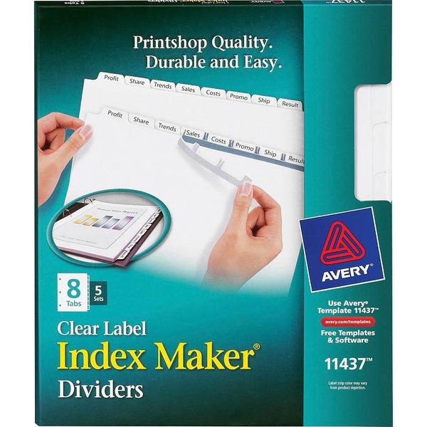 Avery® Print & Apply Clear Label Dividers - Index Maker Easy Apply Label Strip - 40 x Divider(s) - 8 Tab(s)/Set - 8.5