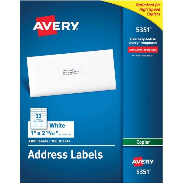 Avery® Address Labels for Copiers - Permanent Adhesive - 1