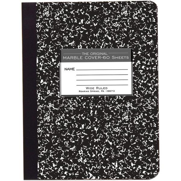 Roaring Spring Wide-ruled Composition Book - 60 Sheets - Sewn/Tapebound Red Margin - 15 lb Basis Weight - 7 1/2