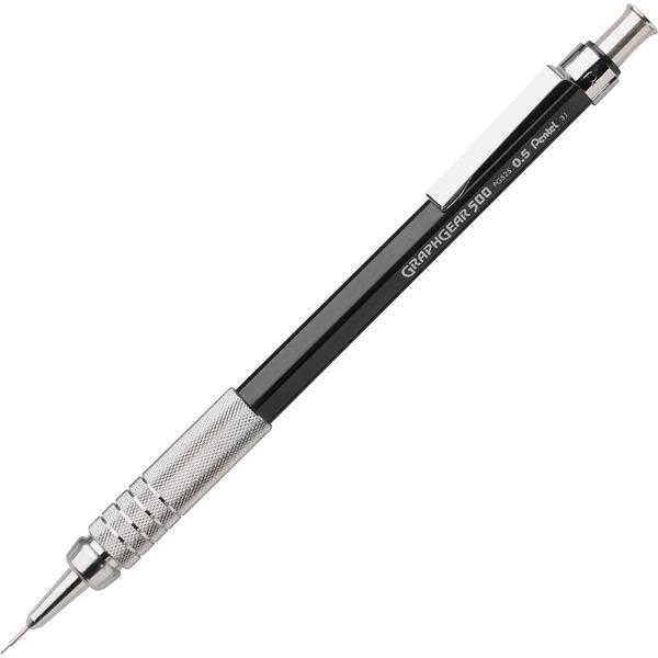 Pentel GraphGear 500 Mechanical Drafting Pencil - HB Lead - 0.5 mm Lead Diameter - Refillable - Black Barrel - 1 / Each