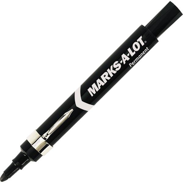 Avery® Large Marks A Lot Desk-style Permanent Markers - Black - Black Barrel - 12 / Dozen
