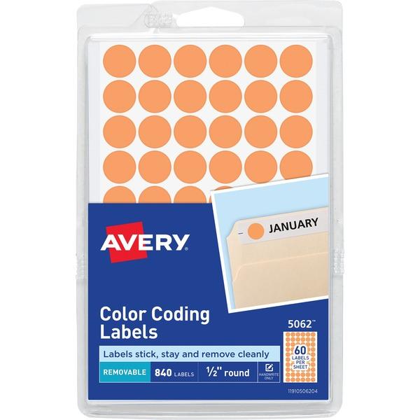 Avery® Color-Coding Labels - Removable Adhesive - 1/2