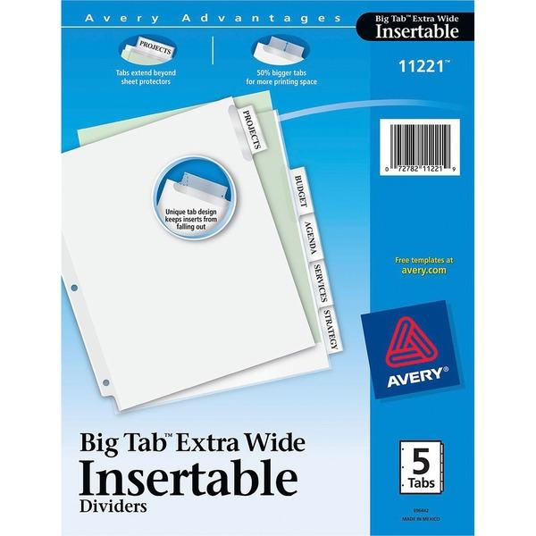 Avery® Big Tab Extra-Wide Insertable Dividers - 5 Blank Tab(s) - 5 Tab(s)/Set - 9