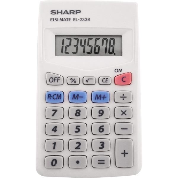 Sharp Calculators EL-233SB 8-Digit Pocket Calculator - Auto Power Off, 3-Key Memory - 8 Digits - LCD - Battery Powered - 0.3