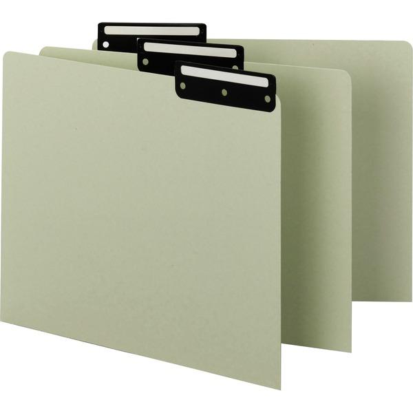 Smead Filing Guides with Blank Tab - Blank Assorted Tab(s) - Letter - Gray Pressboard, Green Divider - Metal Tab(s) - 50 / Box