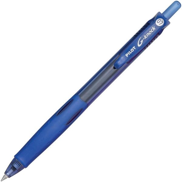 Pilot BeGreen G-Knock Retractable Gel Ink Pens - Fine Pen Point - 0.7 mm Pen Point Size - Refillable - Retractable - Blue Gel-based Ink - Blue Barrel - 12 / Dozen