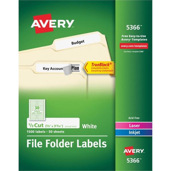 Avery® File Folder Labels - TrueBlock - Sure Feed - Permanent Adhesive - 21/32