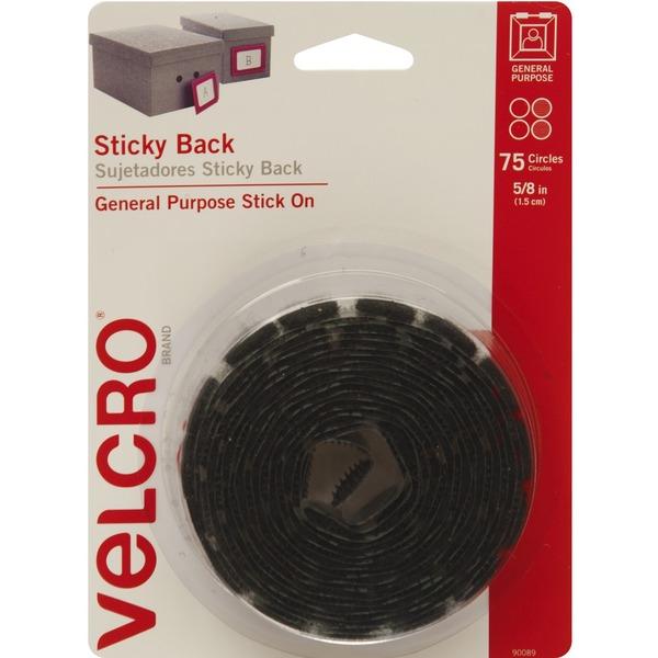VELCRO Brand Sticky Back 5/8in Circles Black 75 ct - 0.06