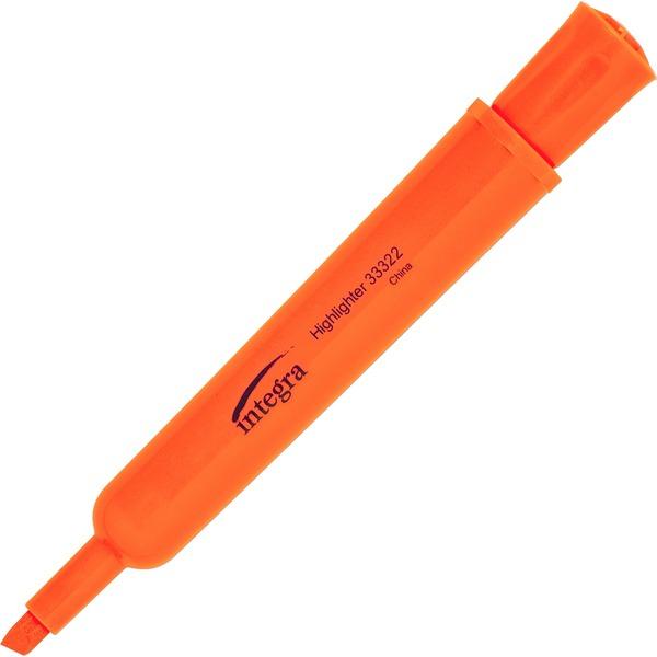 Integra Chisel Desk Liquid Highlighters - Chisel Marker Point Style - Fluorescent Orange