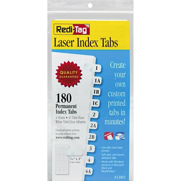 Redi-Tag Laser Printable Index Tabs - 180 Blank Tab(s) - 1