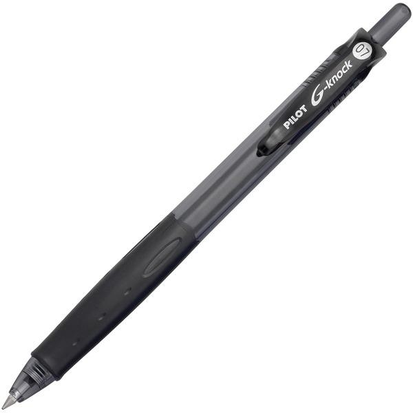 Pilot BeGreen G-Knock Retractable Gel Ink Pens - Fine Pen Point - 0.7 mm Pen Point Size - Refillable - Retractable - Black Gel-based Ink - Black Barrel - 12 / Dozen