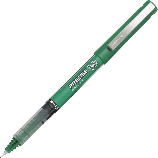 Pilot Precise V5 Extra-Fine Premium Capped Rolling Ball Pens - Fine Pen Point - 0.5 mm Pen Point Size - Green - Green Plastic Barrel - 12 / Dozen