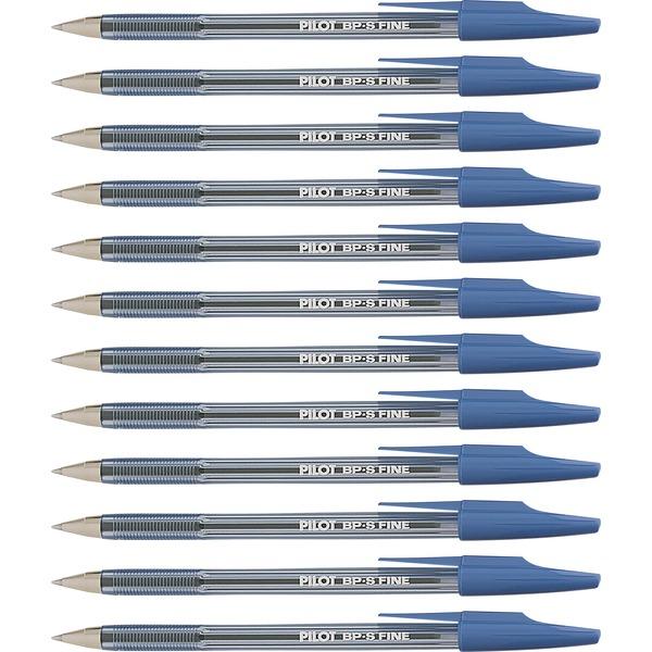 Pilot Better BP-S Ball Stick Pens - Fine Pen Point - 0.7 mm Pen Point Size - Refillable - Blue - Crystal, Clear Barrel - Stainless Steel Tip - 12 / Dozen