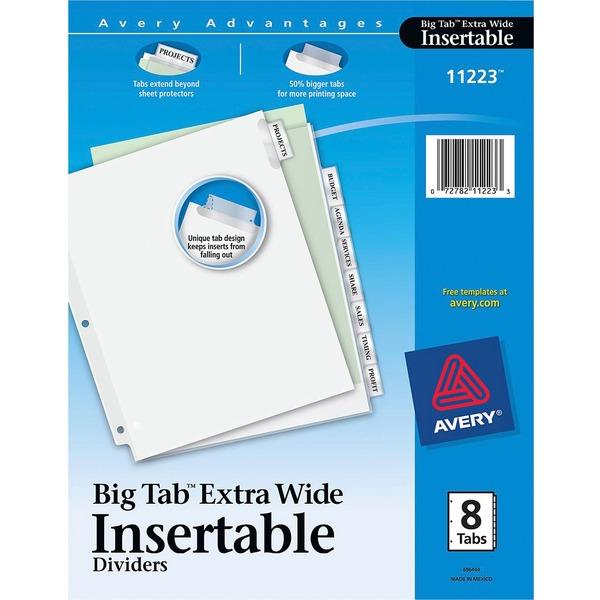 Avery® Big Tab Extra-Wide Insertable Dividers - 8 Blank Tab(s) - 8 Tab(s)/Set - 9