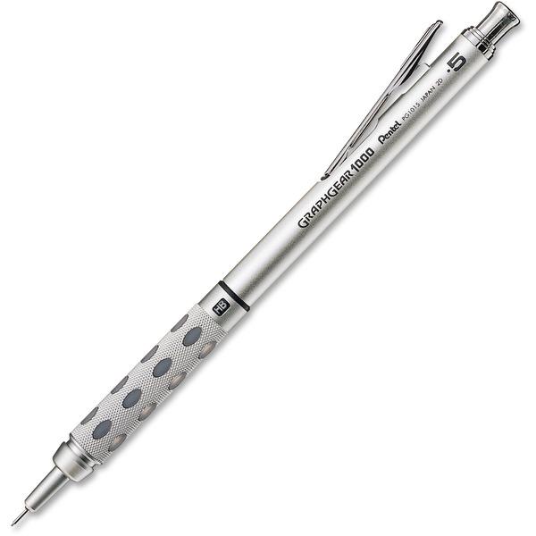 Pentel GraphGear 1000 Automatic Drafting Pencils - #2 Lead - 0.5 mm Lead Diameter - Refillable - Gray Barrel - 1 Each