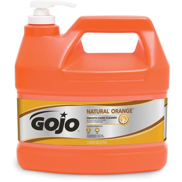 Gojo® NATURAL* ORANGE Smooth Hand Cleaner - Citrus Scent - 1 gal (3.8 L) - Pump Bottle Dispenser - Soil Remover, Dirt Remover, Grease Remover - Hand - Orange - 1 Each