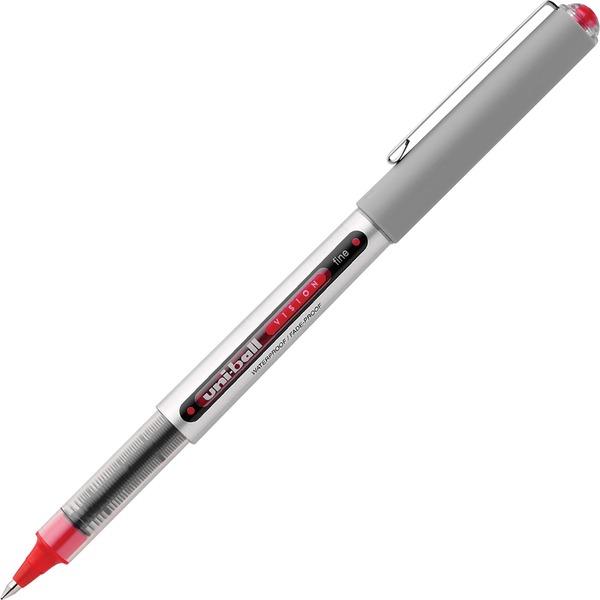 uni-ball Vision Fine Rollerball Pens - Fine Pen Point - 0.7 mm Pen Point Size - Red - 1 Each