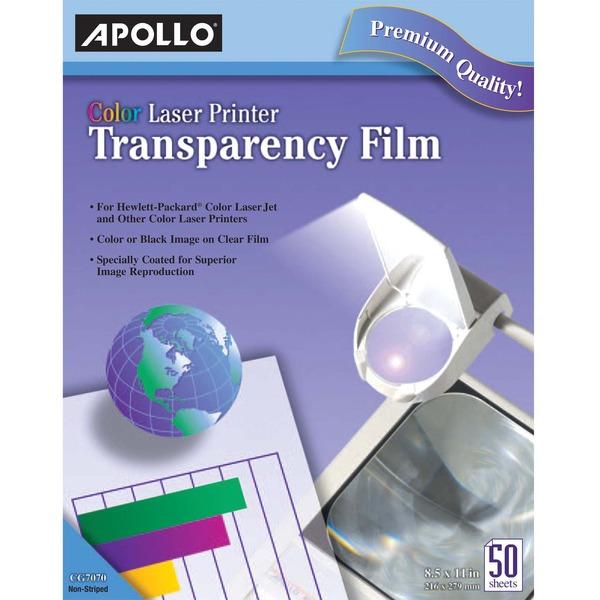  Apollo Laser, Inkjet Print Transparency Film - 50/Box - Clear