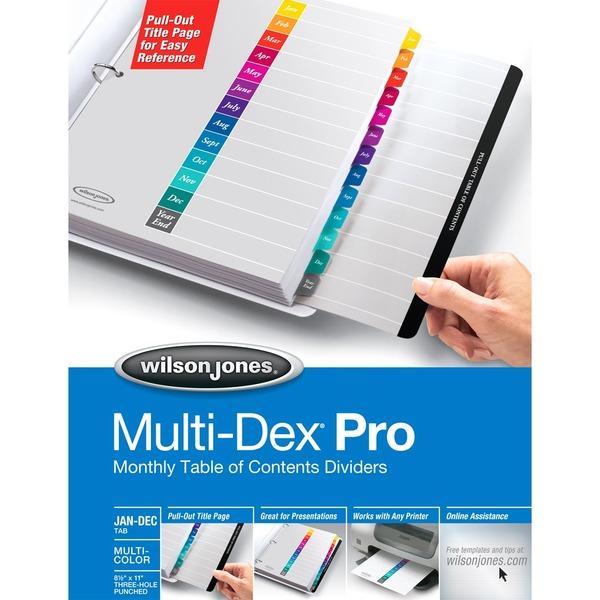 Wilson Jones MultiDex Pro Dividers - 13 Printed Tab(s) - Month - Jan-Dec - 13 Tab(s)/Set - Letter - 8 1/2