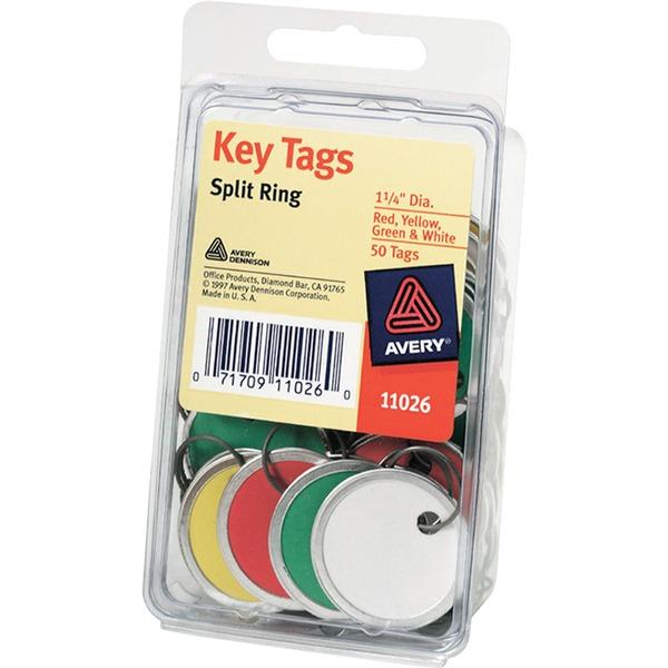 Avery® Key Tags with Split Ring - Metal - 50 / Pack - Assorted