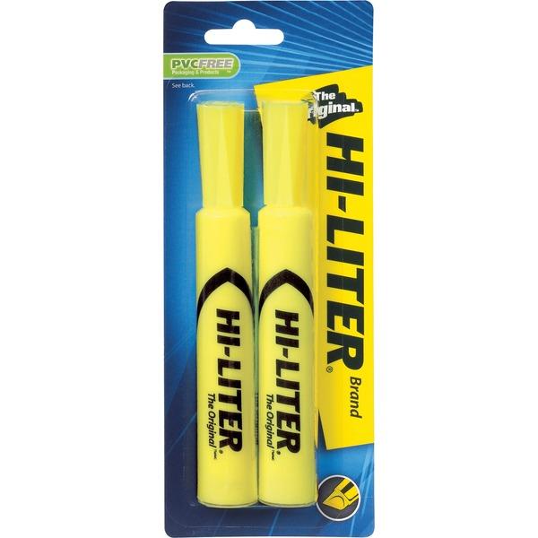 Avery® Hi-Liter Desk-Style Highlighters - SmearSafe - Chisel Marker Point Style - Fluorescent Yellow - 2 / Pack