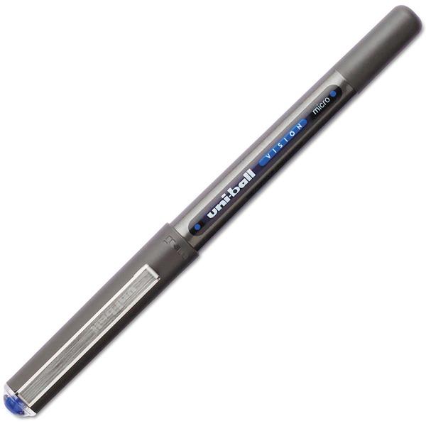 uni-ball Vision Rollerball Pens - Micro Pen Point - 0.5 mm Pen Point Size - Blue - 12pk