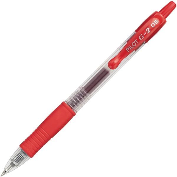 Pilot G2 Extra Fine Retractable Rollerball Pens - Extra Fine Pen Point - 0.5 mm Pen Point Size - Refillable - Retractable - Red Gel-based Ink - 12 / Dozen