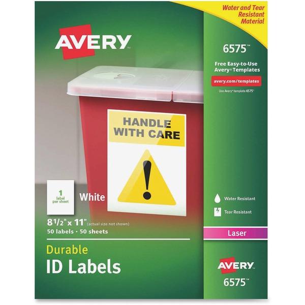 Avery® Durable ID Labels - Full Sheet - Permanent Adhesive - 8 1/2