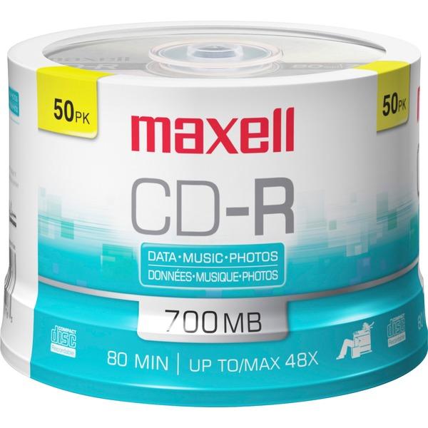 Maxell CD Recordable Media - CD-R - 48x - 700 MB - 50 Pack Spindle - 120mm - 1.33 Hour Maximum Recording Time