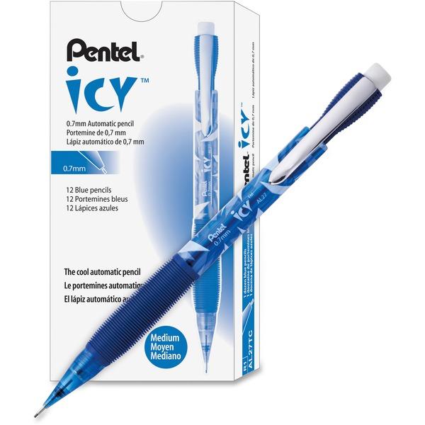 Pentel Icy Mechanical Pencil - #2 Lead - 0.7 mm Lead Diameter - Refillable - Blue Barrel - 12 / Dozen