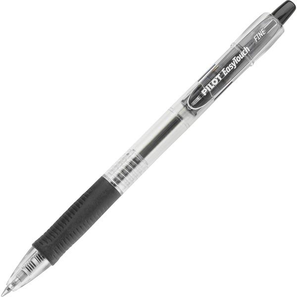 Pilot EasyTouch Retractable Ballpoint Pens - Fine Pen Point - 0.7 mm Pen Point Size - Refillable - Retractable - Black - Clear Barrel - 12 / Dozen