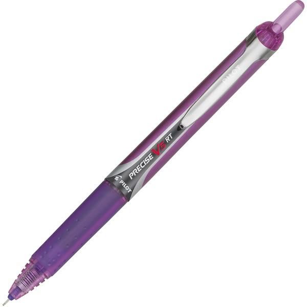 Pilot Precise V5 RT Extra-Fine Premium Retractable Rolling Ball Pens - Extra Fine Pen Point - 0.5 mm Pen Point Size - Needle Pen Point Style - Refillable - Retractable - Purple Water Based Ink - Purpl