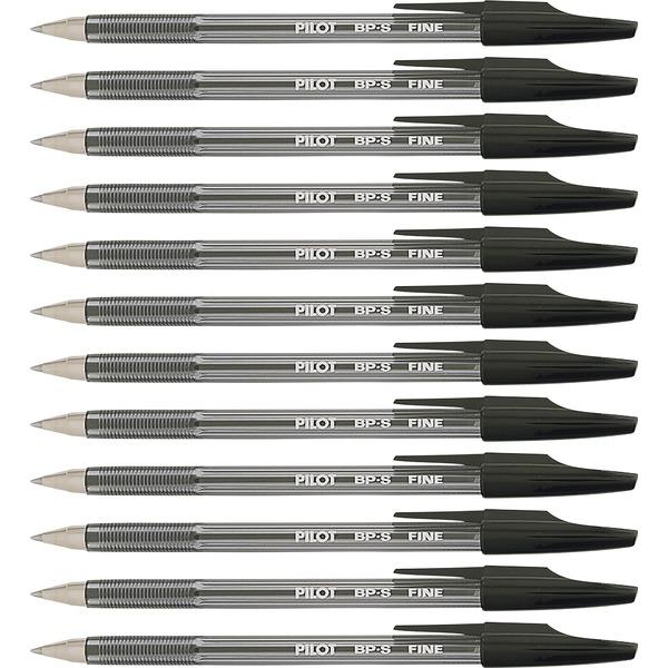 Pilot Better BP-S Ball Stick Pens - Fine Pen Point - 0.7 mm Pen Point Size - Refillable - Black - Crystal, Clear Barrel - Stainless Steel Tip - 12 / Dozen