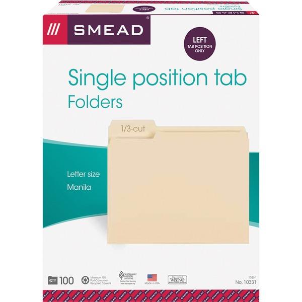  Smead File Folders With Single- Ply Tab - Letter - 8 1/2 