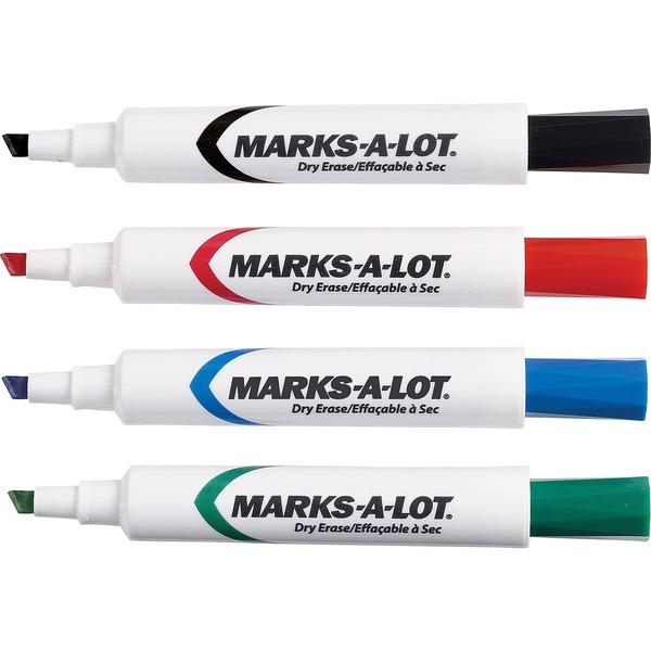Avery® Marks A Lot Desk-Style Dry-Erase Markers - Chisel Marker Point Style - Black, Blue, Green, Red - 24 / Box
